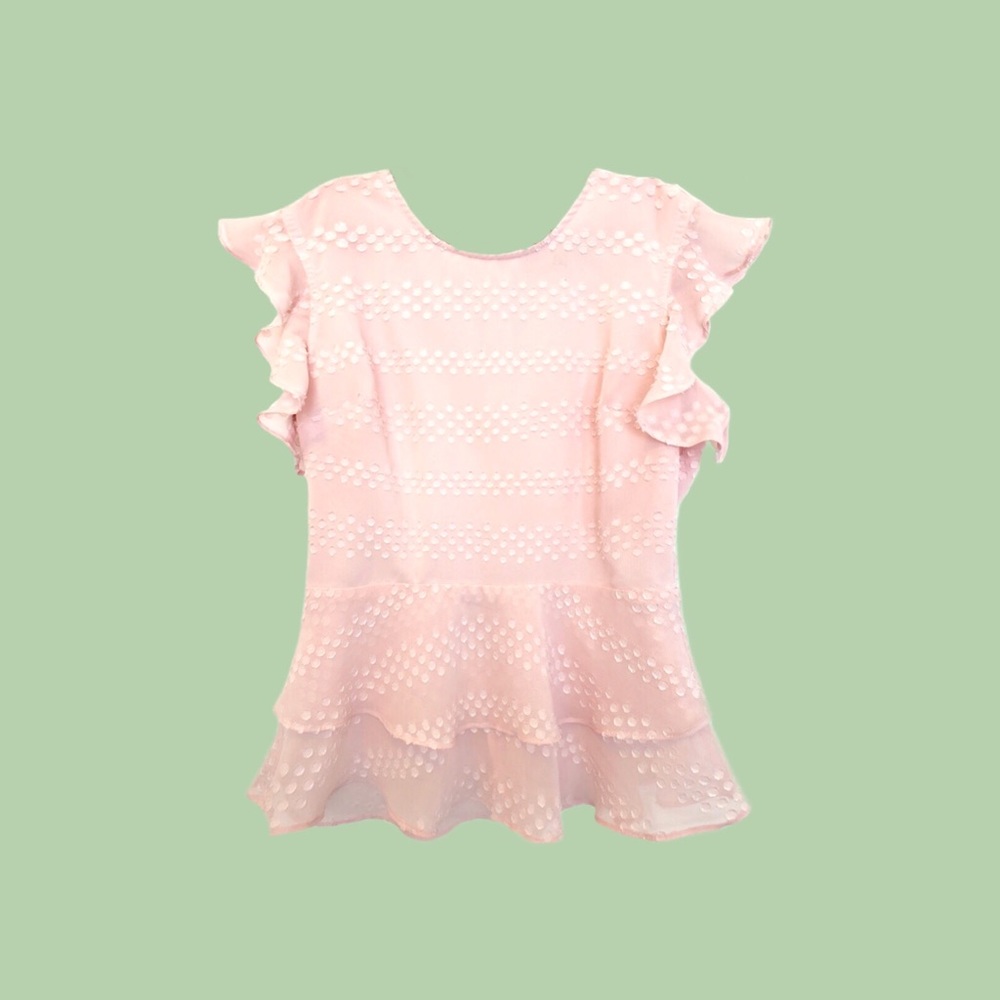 Banana Republic Pink Flutter Sleeve Ruffe Blouse